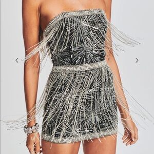 Retrofete Dixie Sequin Fringe Mini Dress